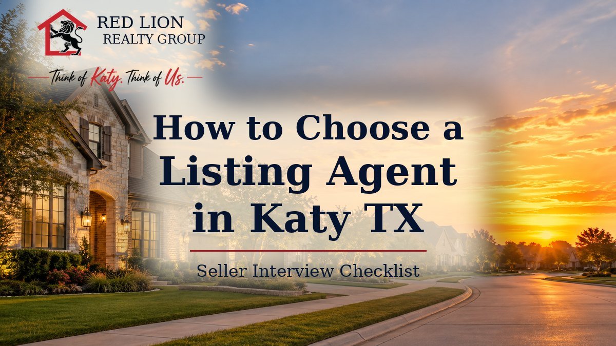 Red Lion Realty Group featured graphic for a Katy TX listing agent interview checklist