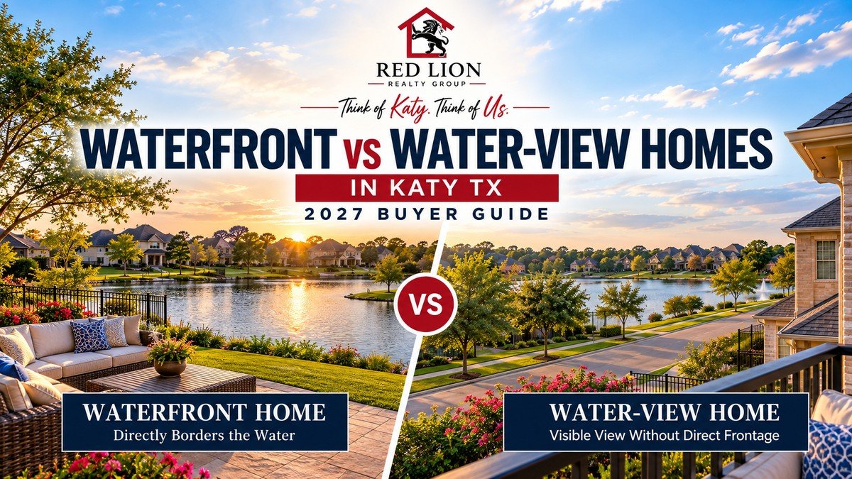 Waterfront and water-view homes around lakes in the Katy TX area